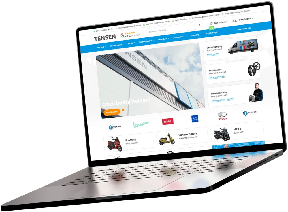 Tensen tweewielers website laptop Tensen tweewielers website laptop