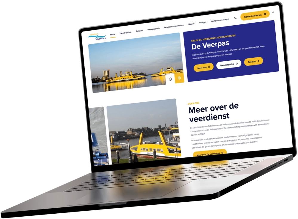 Veerdienst Schoonhoven website laptop Veerdienst Schoonhoven website laptop